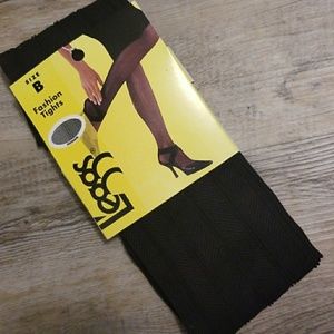 New L'eggs Black herringbone pattern tights sz b